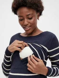 Mamalicious Fijngebreide Truien Trui Siv June Dames Nachtblauw -Mamalicious Winkel 1671b0d0b984b07b8d15f55a354d4857