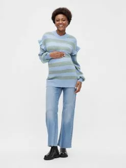 Mamalicious Fijngebreide Truien Trui Jasja Dames Lichtblauw / Lichtgrijs -Mamalicious Winkel 51927407d1e567023eb63cf39e68803b