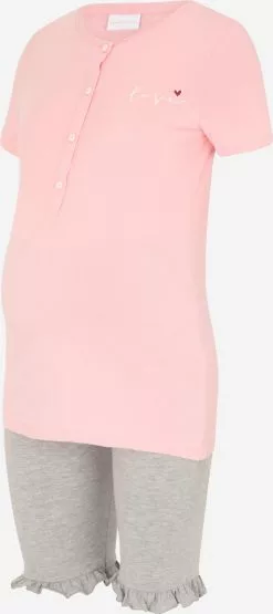 Mamalicious Voedingskleding Huispak RINE Dames Lichtgrijs / Rosa