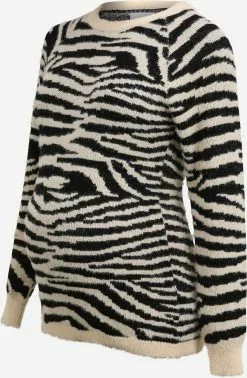 Mamalicious Fijngebreide Truien Trui Celine Dames Crème / Zwart